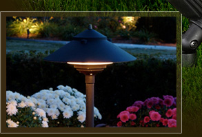 Yards By Us landscape lighting illuminates landscaped areas